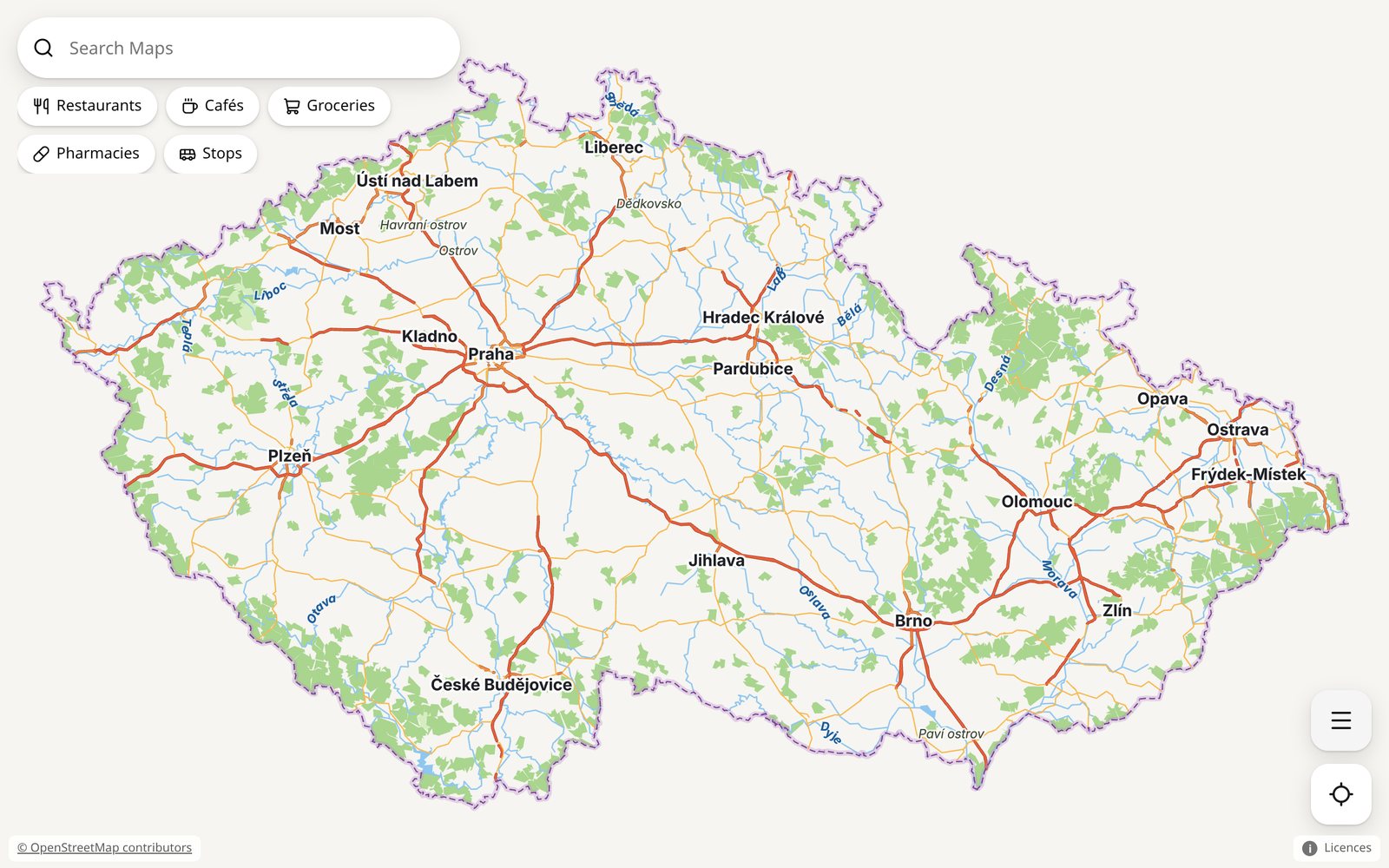 maps z mapą Czech
